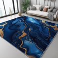 thumbnail image 2 of Area Rugs 7 X 8 ft Rug for Living Room Soft Non Slip Rug Low Pile Abstract Swirl Lines Printed Area Rugs Bedroom Farmhouse Dining Room, Home Decor Indoor Dark Blue, 2 of 7