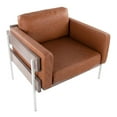 thumbnail image 3 of LumiSource White Metal, Grey Wood, Camel PU Kari Accent Chair, 3 of 7