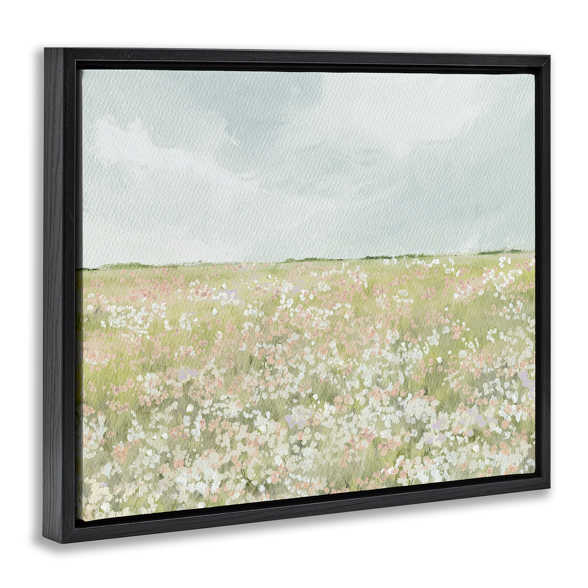 Stupell Industries Budding Field Scenery Black Framed Floater Canvas Wall Art, design by Leah Straatsma