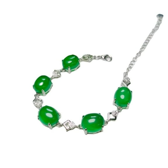 PAENENPH 14K Gold Natural Jade Bracelet,Stunning Green Gemstone for Women