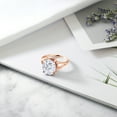 thumbnail image 4 of Gem Stone King 18K Rose Gold Plated Silver Solitaire Ring Oval Moissanite (5.15 Cttw), 4 of 5