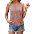 thumbnail image 1 of Pompotops Women's Summer O-Neck Casual Solid Button Tank Tops Sleeveless Blouse, 1 of 7