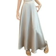 thumbnail image 2 of Byworldtasic Womens Solid Color Skirts Women's Satin High Waist Hidden Elasticized Waistband Flared Casual A Line Midi Skirt, 2 of 8