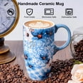 thumbnail image 5 of Topadorn 17oz Blue Floral Ceramic Travel Mug with Lid & Handle, Watercolor Flower Coffee Cup with Gift Box, Microwave & Dishwasher Safe, 5 of 10