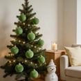 thumbnail image 2 of Hvmvliv 6 Pack Flocked Christmas Tree Ball Ornaments with Soft Velvet Finish for Xmas Holiday Decor, 2 of 7