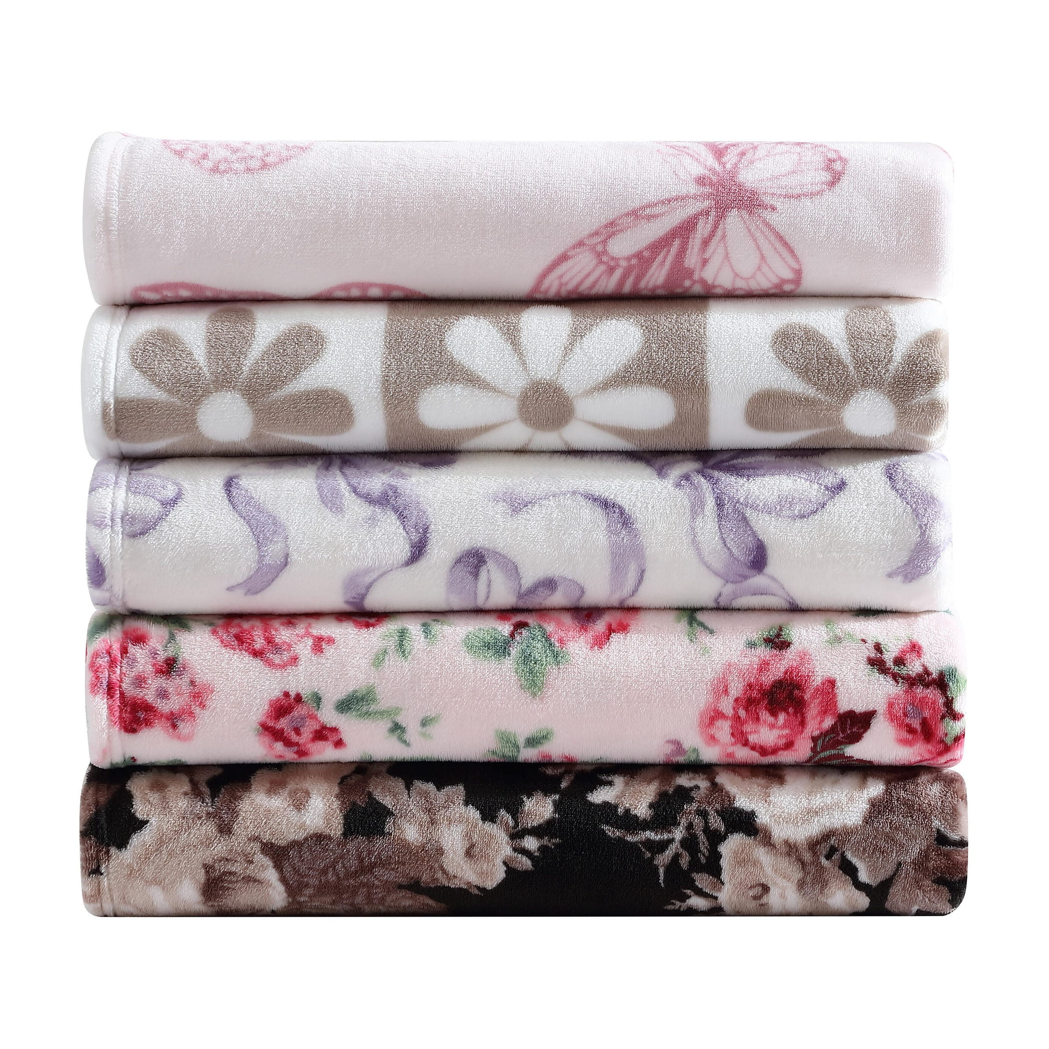 Betsey Johnson Malachite Butterfly Light Pink & Sea Pink Twin Bed Blanket, Soft Cozy Bedroom Blanket, Machine Washable