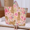 thumbnail image 5 of Golden Retriever with Flowers Hooded Bath Towel，60"x35" for Ages 3 To 12 Kids, Quick Dry Lightweight Soft Microfiber Hood Beach Towel Cover Up for Kids, 5 of 7