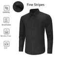 thumbnail image 6 of Mens Long Sleeve Black Shirts Button-up Stripe Shirt Casual Solid Dress Shirt Formal Business XL, 6 of 7