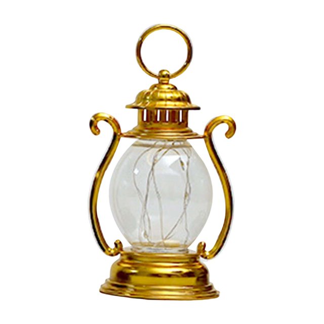 Lámpara colgante de aceite LED electrónica, luz nocturna vintage parpadeante, estilo retro. Dorado