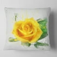 thumbnail image 2 of Designart Yellow Rose with Green Leaves Sketch - Floral Throw Pillow - 18x18, 2 of 5