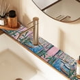 thumbnail image 2 of Yayeee Faucet Mat for Kitchen Sink 14.7" Diatomite Long Splash Guard Pad, Blue Plants Window, 2 Pack, 2 of 7