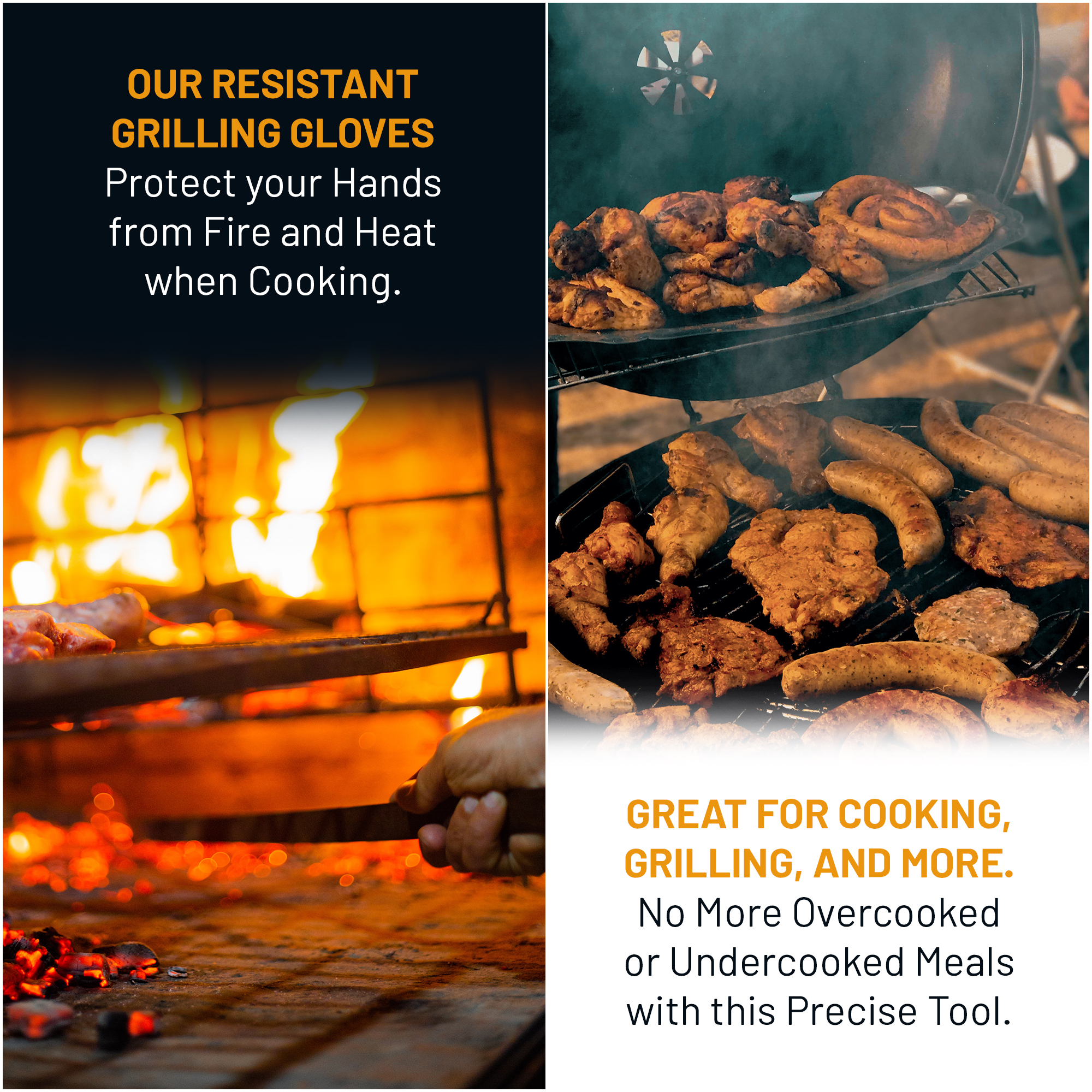 Duo Pack Instant Read Food and Meat Digital Thermometer and Grilling Glove. Power Saving and Backlight function. Grilling Guide Included