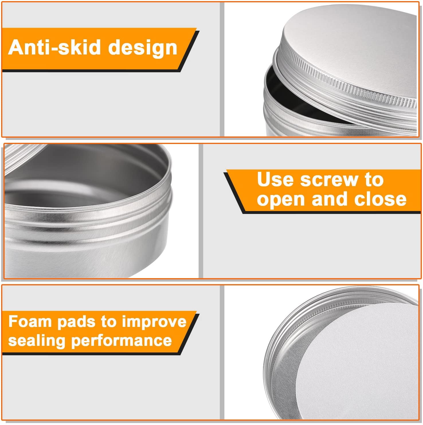 24 Pcs 4 oz Metal Tin Cans Aluminum Round Tin Containers Empty Cans with Screw Lid for Candle Storage Cosmetic Sample Travel Salve Cream