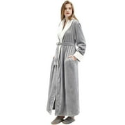 Womens Robe Soft Plush Warm Flannel Spa Long Bathrobe for Ladies Sleepwear Winter