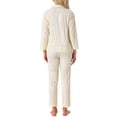 thumbnail image 3 of INSPIRE CHIC Womens Cotton Sleepwear Button Down Lounge Long Sleeve Shirt and Pants Pajama Sets S Apricot, 3 of 6