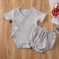 thumbnail image 1 of 2PCS Infant Toddler Baby Boy Girl Summer Outfits Tops Shirt+Drawstring Shorts Clothes Set Age For 0-18M, 1 of 4