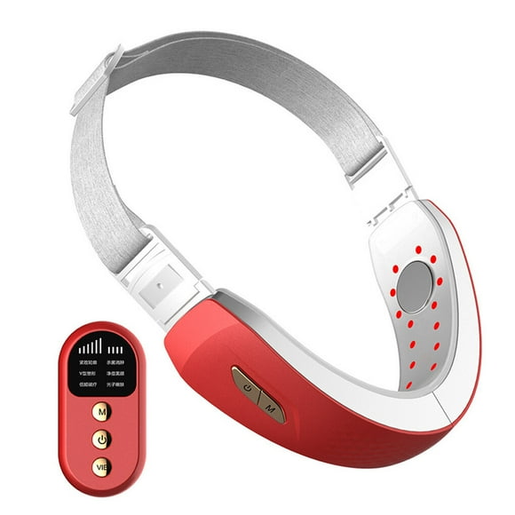 Minnieouse Chin V-Line Up Lift Belt Machine Rojo Azul LED Fotón Terapia Face Lifting Adelgazante Masajeador Doble Mentón Reductor Suministros para bajar de peso Rojo NO1