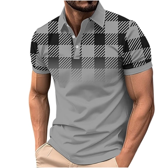 Maean Men's Collared Shirts Casual Short Sleeve Button Neck Fashion Summer T Shirt Color Block Tops