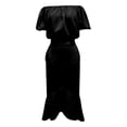 thumbnail image 4 of XIAOCHA Womens Summer Ruched Midi Dress Solid Off Shoulder Puff Sleeve Night Out Dresses, 4 of 5