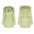 thumbnail image 2 of Lovskoo Winter Coats for Women 2023 Trendy Parka Long Sleeve Solid Color Hoodie with Pockets Cotton Padded Quilted Jacket Green, 2 of 6