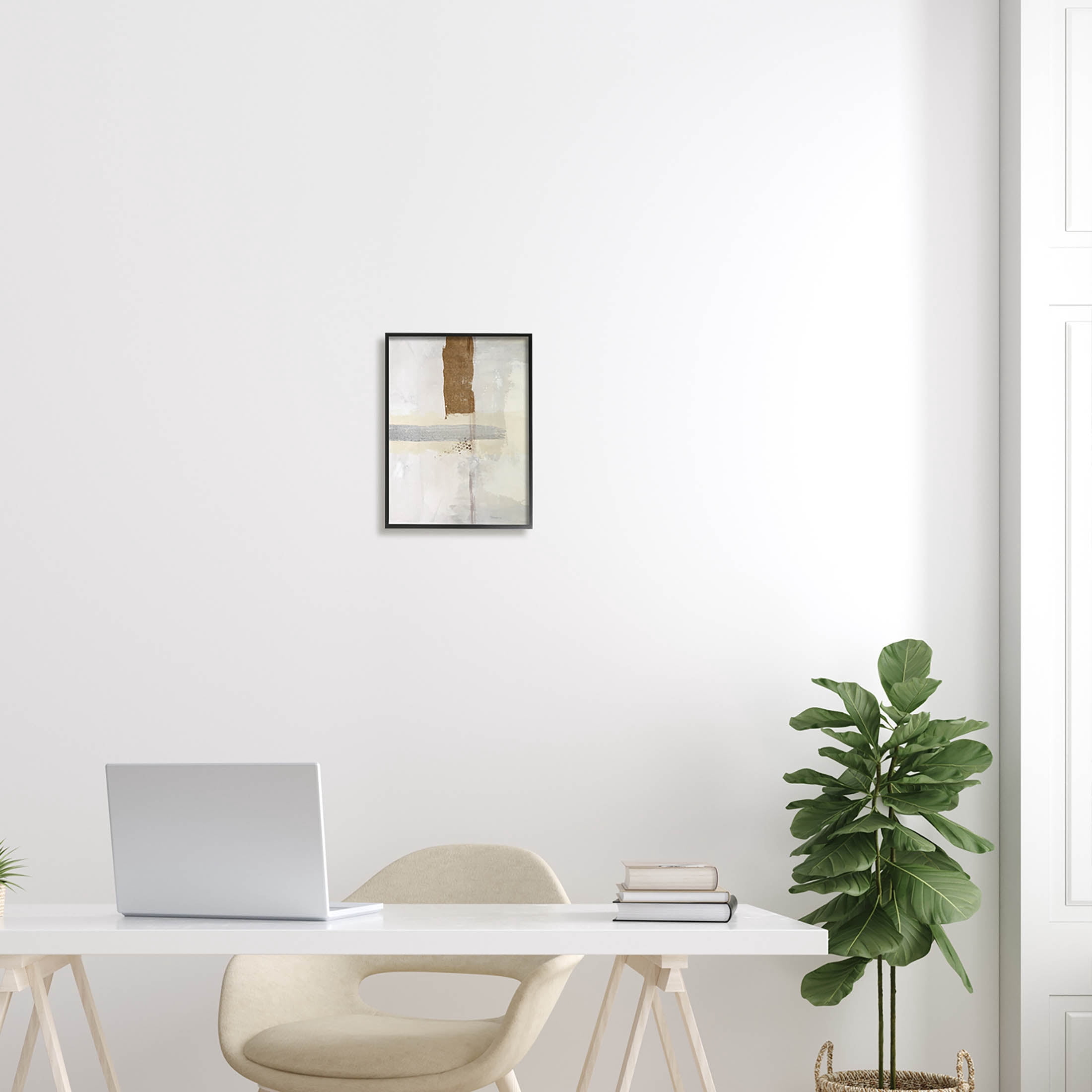Contemporary Brushed Composition Abstract Graphic Art Black Framed Art Print Wall Art
