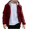 thumbnail image 5 of LpwkSSA Men's Winter Casual Solid Color Hooded Coats Long Sleeve Light Weight Zipper Pocket Jacket Comfort Outwear Red XL, 5 of 7
