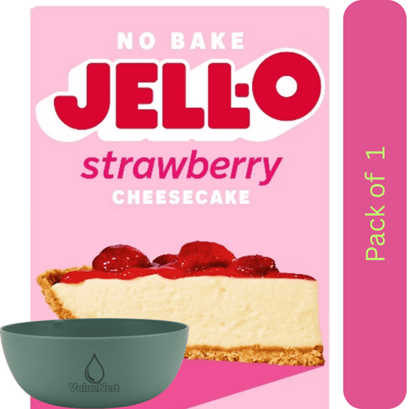 Jell-O No Bake Strawberry Cheesecake Dessert Kit 19.6 oz Box with bowl by Value Nest