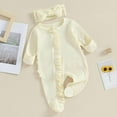 thumbnail image 6 of Bellafa Newborn Fall Winter Clothes Baby Girl Long Sleeve Romper Zipper Onesie Footies Jumpsuit + Headband 2Pcs Coming Home Outfit, 6 of 7