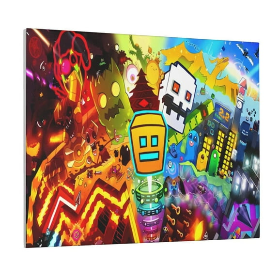 Saiise Geometry Dash Frameless Canvas Wall Art - Abstract Modern Artwork for Living Room, Bedroom, Office - Ready to Hang, Vibrant Colors, Ideal Gift Idea- 8"x10"