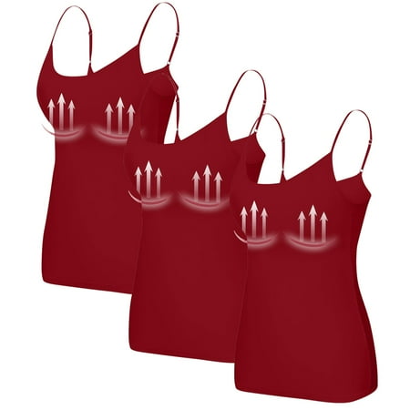 3 PCS Womens Tank Tops with Built In Bra Camisole Adjustable Spaghetti Strap Shelf Bras Yoga Workout Plus Size Padded Undershirts