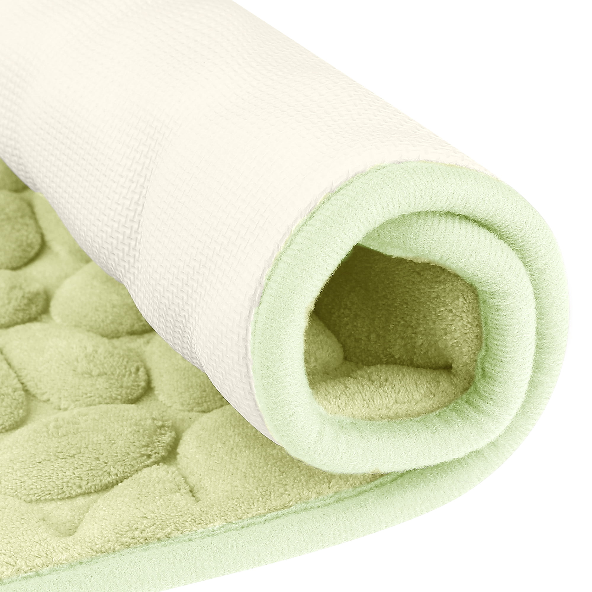Unique Bargains 2 Pcs Non-Slip Memory Foam Bath Mat Soft Bathroom Rugs for Bathroom, Sink Light Green 16" x 24"