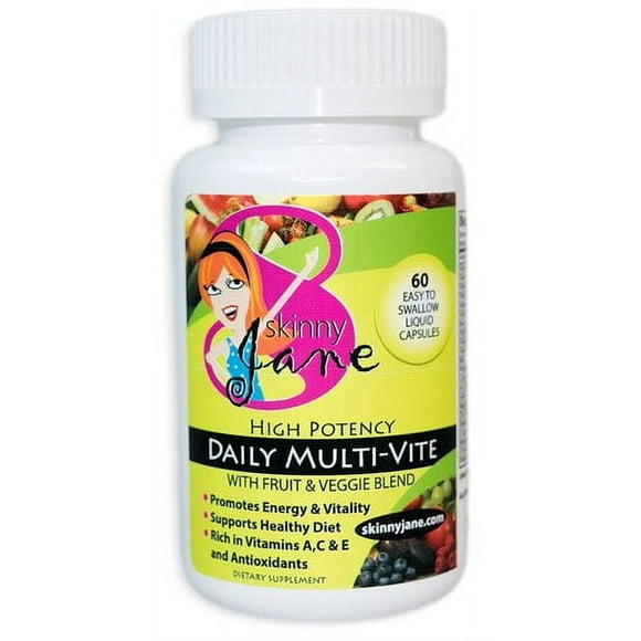 Skinny Jane | Best Weight Loss Daily Multi Vitamin Formula for Dieting | Supports Dieting and Extra Energy | Well Being Formula | Unique Fruit Veggie Blend (60 Easy to Swallow Liquid Caps)