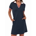 thumbnail image 3 of Po-Lo Dresses for Women Short Sleeve Tennis Golf Dress V Neck Summer Casual Dress with Pocket Black L, 3 of 6