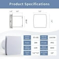 thumbnail image 6 of Exhaust Fan 110 CFM 1.0 Sones 5.9" Duct White Square Quiet Powerful Ceiling or Wall-Mount Ventilation Fan for Bathroom/Corridor/Office/Laundry Room/Shop, 6 of 6