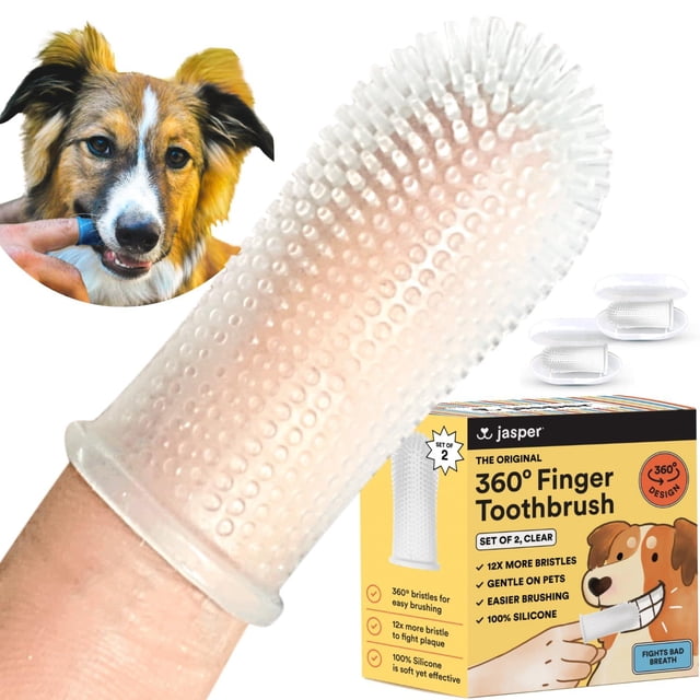 Cepillo de Dientes de Perro Barkley's Transparente Diseño Ergonómico Cerdas Envolventes Juego de 2 U