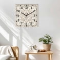 thumbnail image 3 of Beige Boho Wooden Wall Clock Silent Non Ticking, Vintage Ethnic Floral Abstract Geometric Square Wall Clocks Battery Operated, Decor Clock for Home Office, Living Room, Kitchen, 12 Inch, 3 of 9