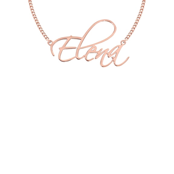 14K Gold  Plain Rose Gold Name Plate Necklace | Style #45