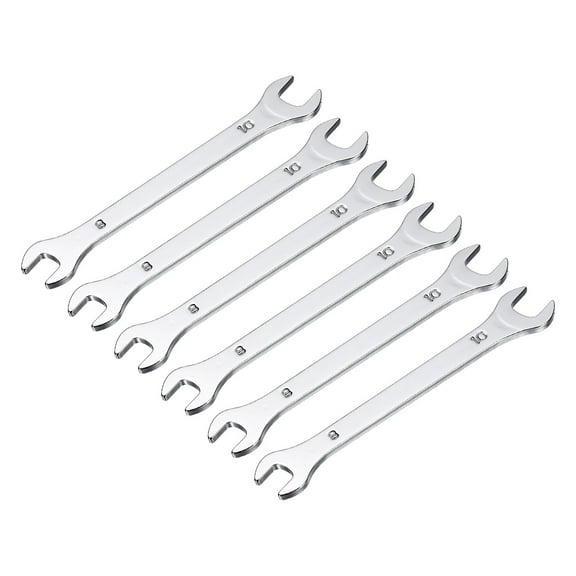 Thin Open End Wrench, 8mm x 10mm Metric Chrome Plated High Carbon Steel, 6 Packs