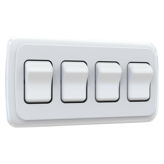 Leisure LED Contemporary Quadruple SPST On-Off Switch with Bezel, 12-Volt, for RV, Trailer, Camper (White)