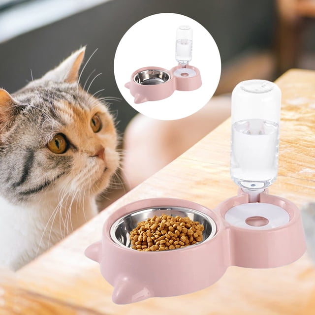 Alimentador de mascotas con tazones de tazones, Doble gato Perros Alimentos Cuenco de agua, Cuenco de alimentación para mascotas Platos de aliment Colco Cuencos de bebida para gatos