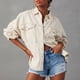 thumbnail image 1 of Abrigo de mezclilla con bolsillos Chaqueta de mezclilla Abrigo Moda Color sólido Abrigo casual diario, 1 of 6