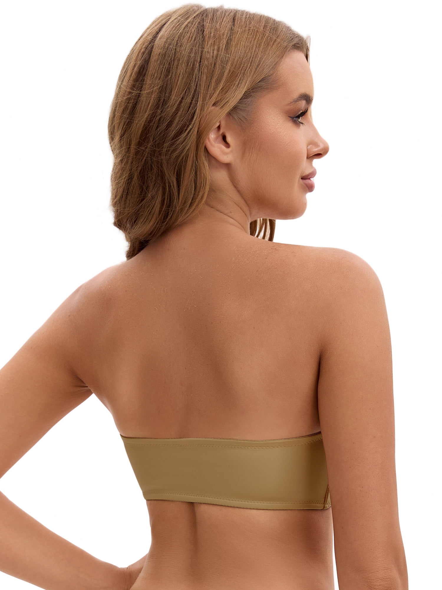 Unique Bargains Women's Front Closure Wirefree Strapless Tube Bras XL Khaki