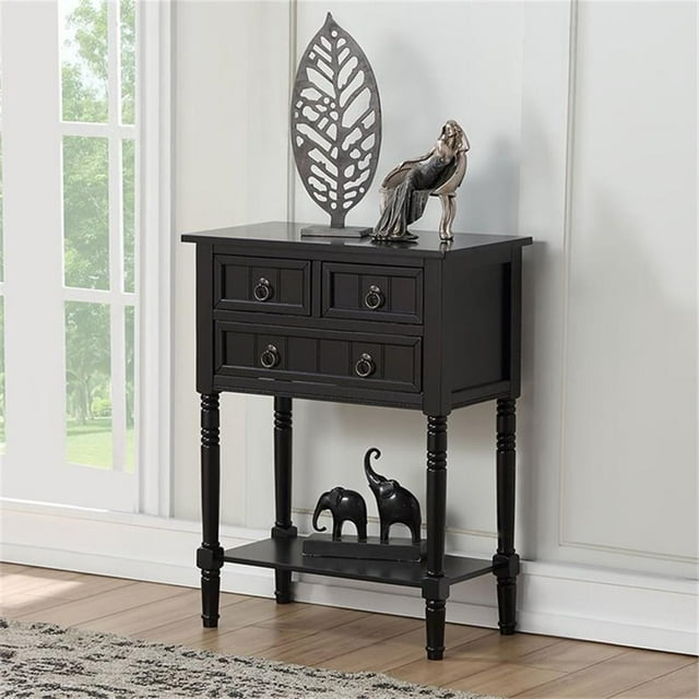Pemberly Row Table Console Transitionnel, Fini Bois Noir