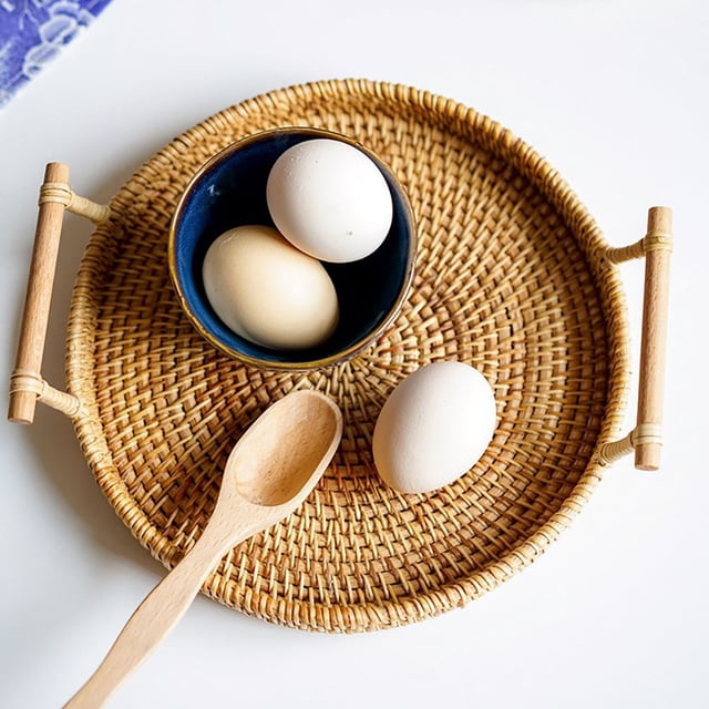 YSNOOWE 1Ud Manualidad Cesta De Rattan Con Asa Para Almacenaje De Pan Y Color Marrón Claro