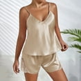 thumbnail image 5 of WCJM Women's Silk Satin Ruffled Pajamas Sets Shorts Sets Sleepwear Satin Pajamas Shorts Set Nightwear Pajamas Set Bralettes for Women, 5 of 7