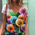 thumbnail image 2 of Moda Mujer Cuello en V Manga corta Impresión Jersey Blusas sueltas Tops Camiseta OAVQHLG3B Store lin121212, 2 of 4