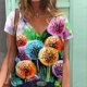 thumbnail image 2 of Moda Mujer Cuello en V Manga corta Impresión Jersey Blusas sueltas Tops Camiseta OAVQHLG3B Store lin121212, 2 of 4
