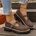 thumbnail image 5 of IEMIEMIEM Women's Mary Janes Shoes Leopard Print Faux Leather Oxford Flats Chunky Low Heels Platform Sewing Retro Classics Round Toe Ankle Strap 9 wide, 5 of 7