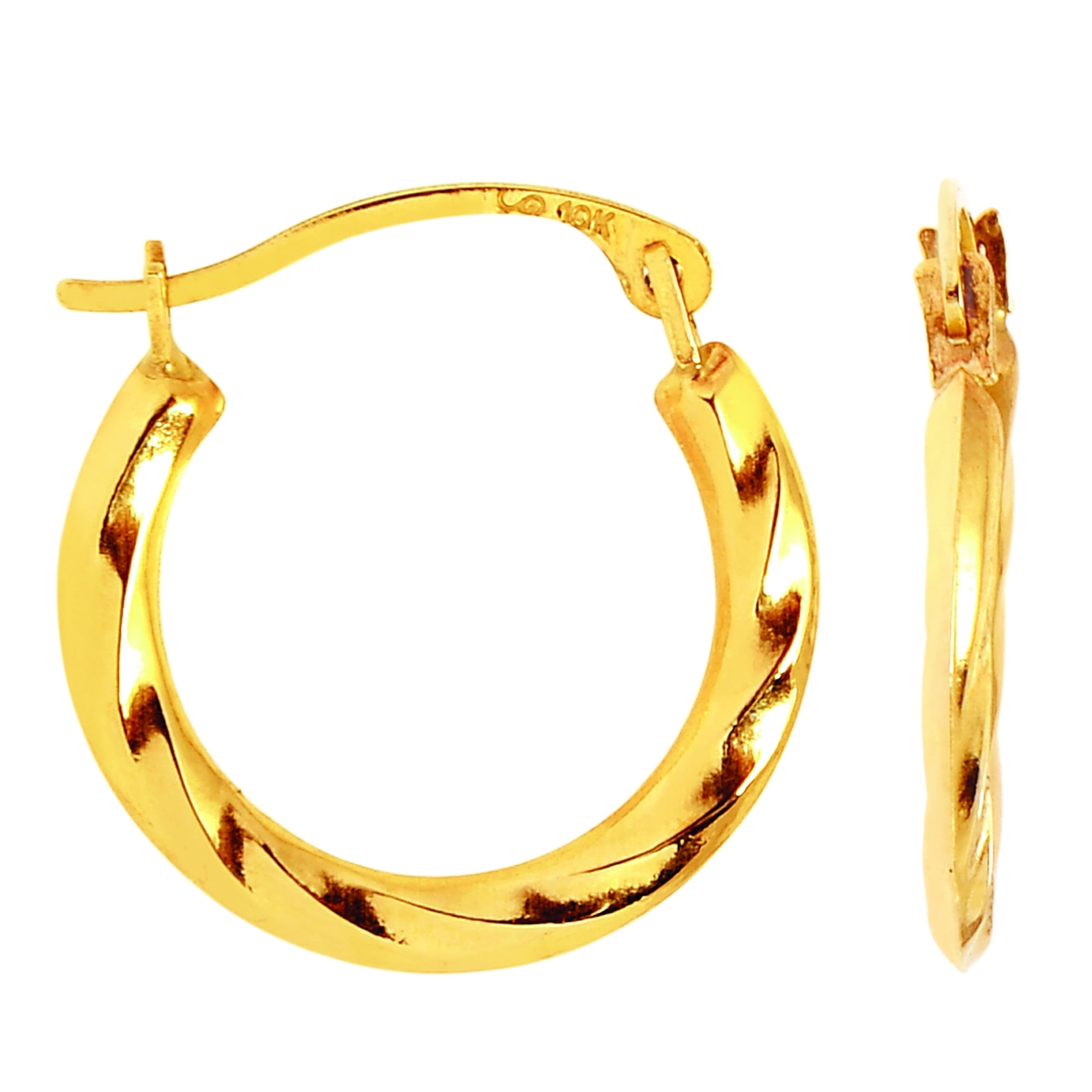 10k Yellow Gold Twisted Hoop Earrings, Diameter 15mm | Walmart Canada
