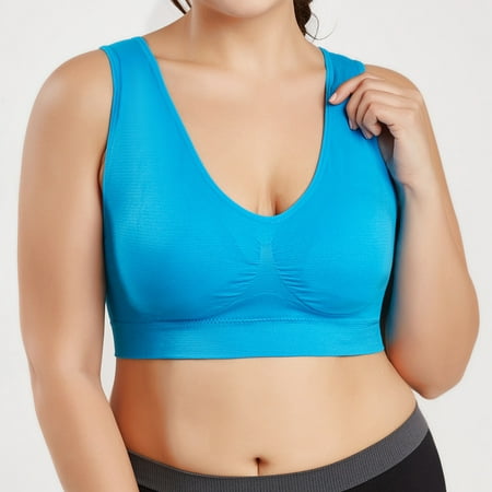 FAFWYP Plus Size Sports Bras for Women,Large Bust High Impact Sports Bras High Support No Underwire Fitness T-Shirt Paded Yoga Bras Comfort Full Coverage Everyday Sleeping Seamless Bralettes